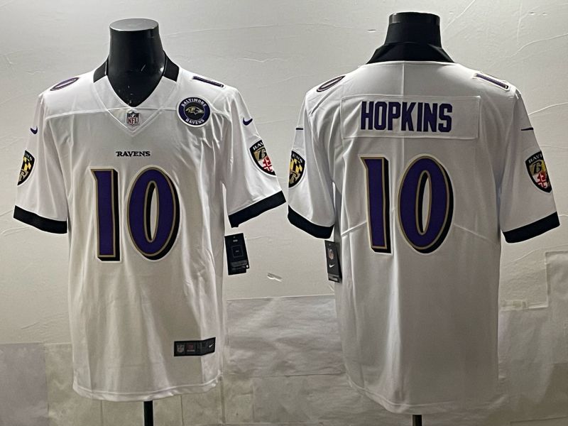 Men 2025 Nike Baltimore Ravens #10 Hopkins White Limited NFL Jersey style 03